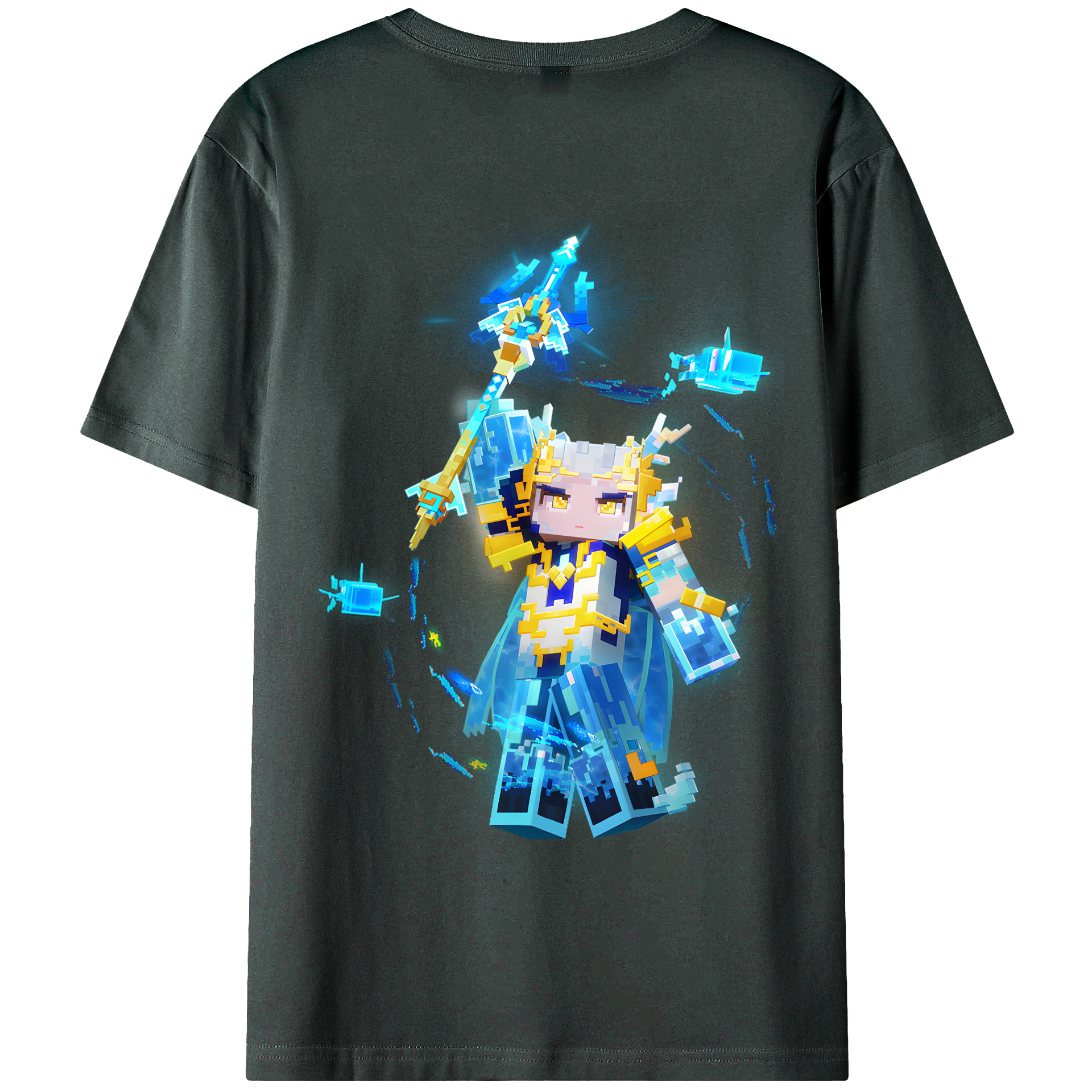 （画像用） マインクラフト ブロックの世界 Minecraft MC Block world 綿100％ メンズ半袖Tシャツ（バックプリント） 通気性